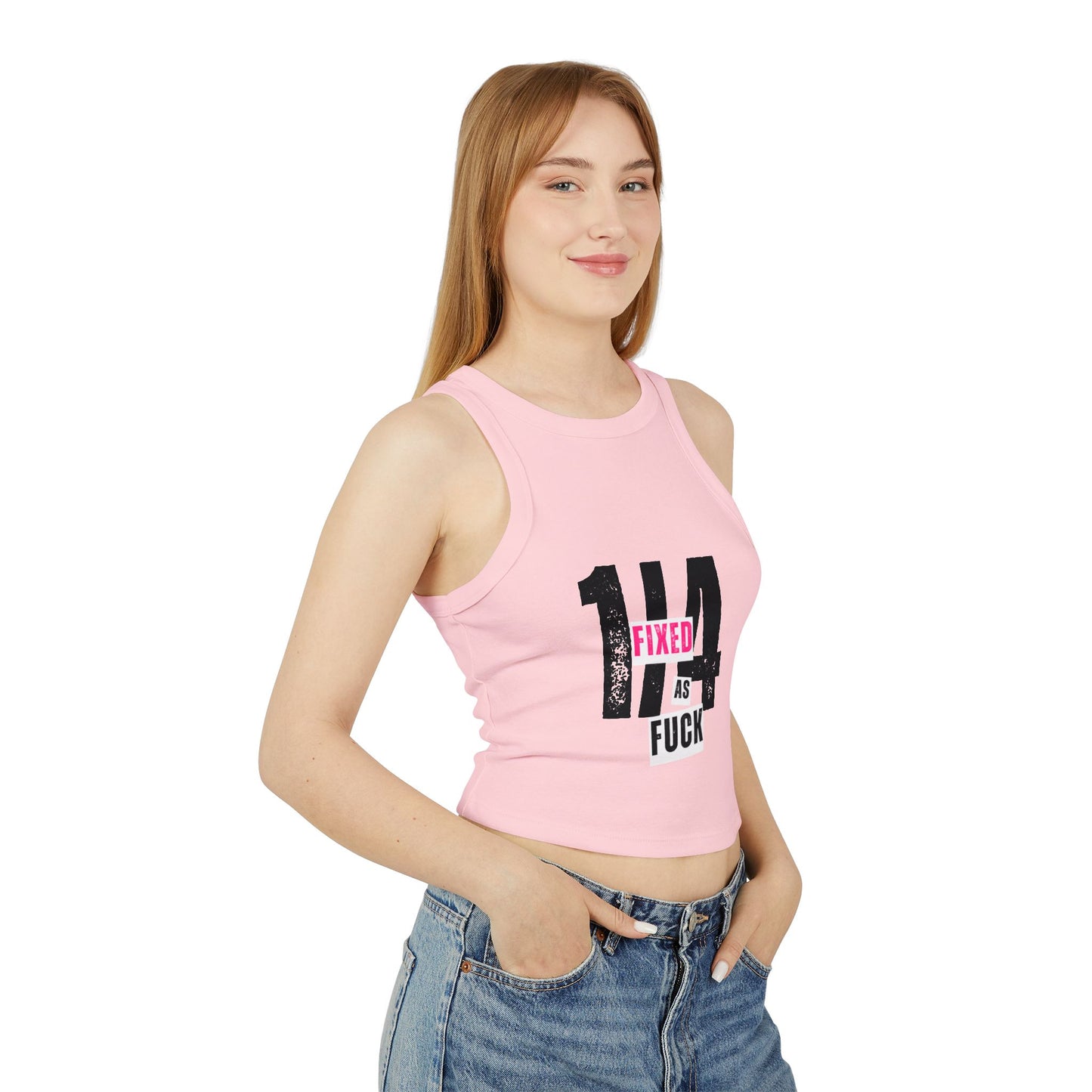 Fixed as Fuck Women's Micro Rib Racer Tank Top - Stylish & Edgy Summer Wear