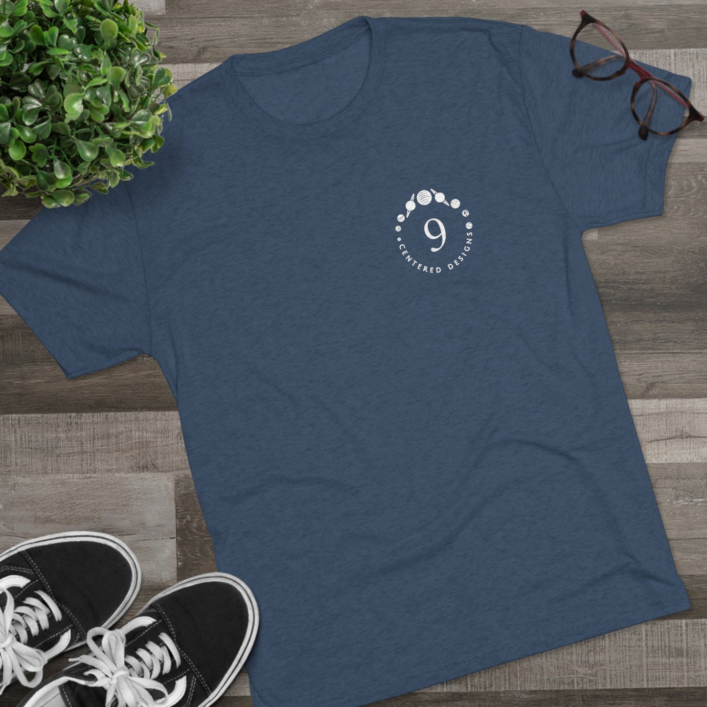 Unisex 9 Centered Designs Logo Tri-Blend Crew Tee