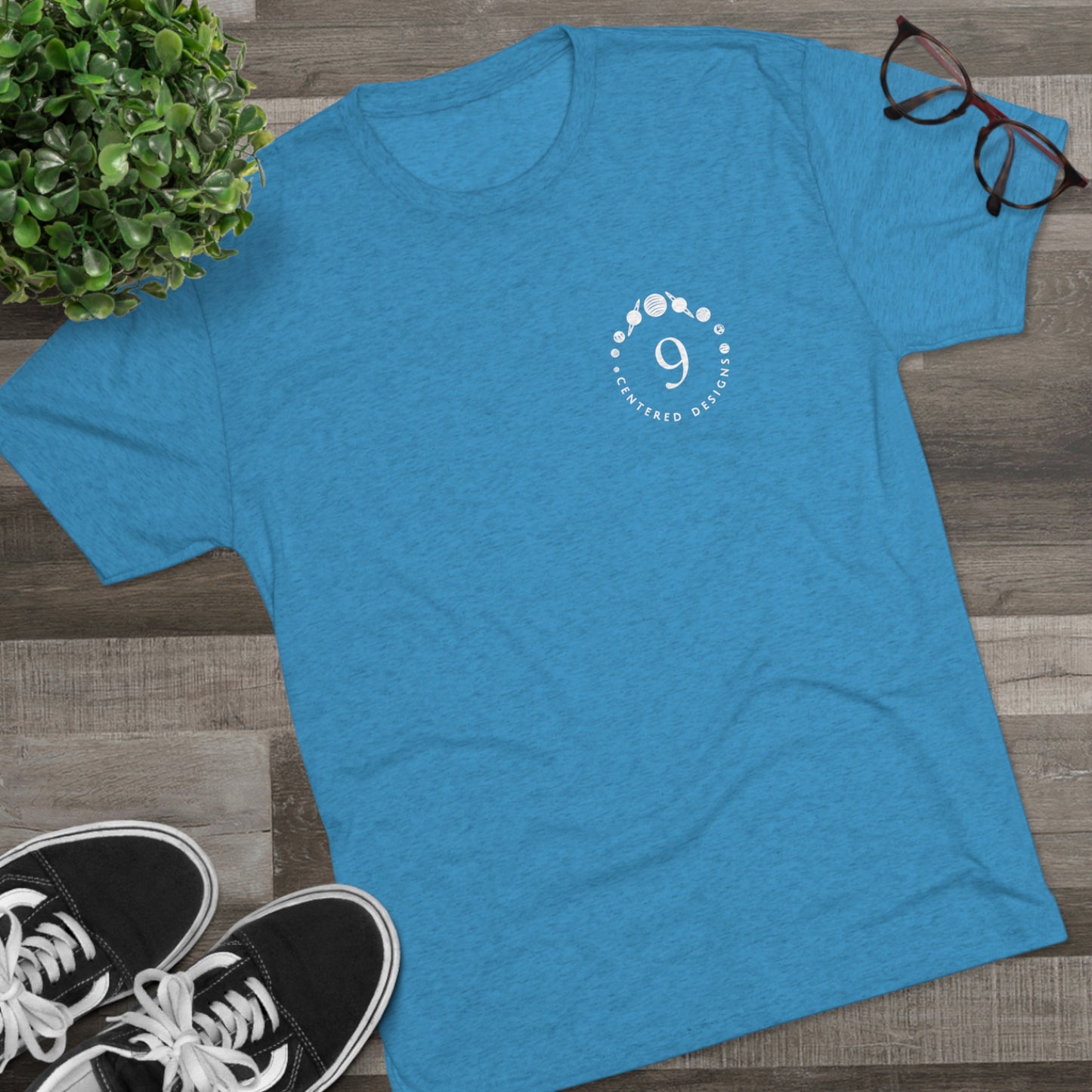 Unisex 9 Centered Designs Logo Tri-Blend Crew Tee