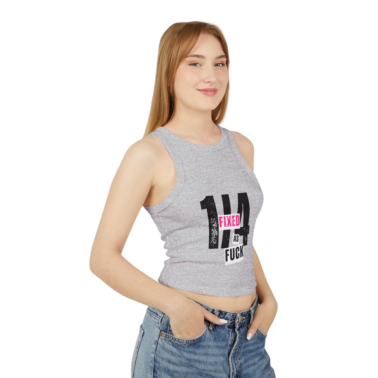 Fixed as Fuck Women's Micro Rib Racer Tank Top - Stylish & Edgy Summer Wear