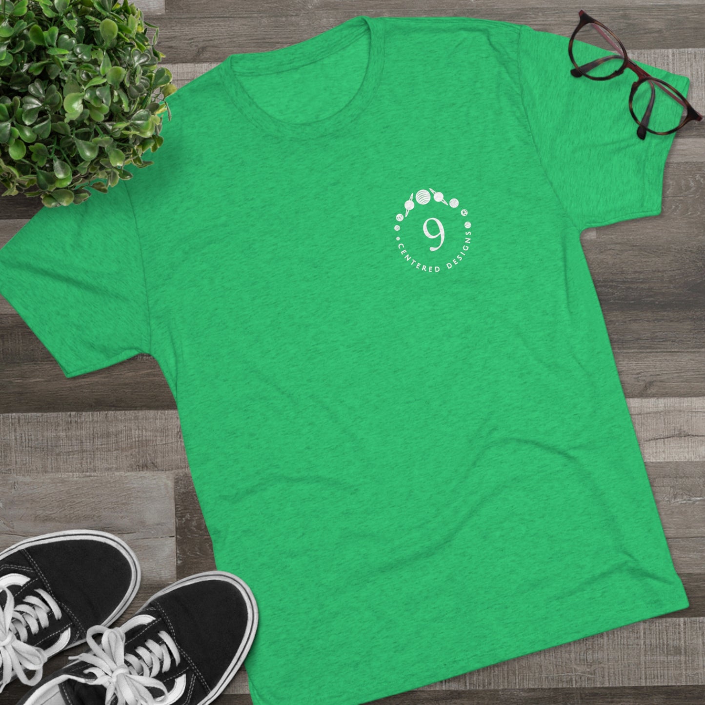 Unisex 9 Centered Designs Logo Tri-Blend Crew Tee