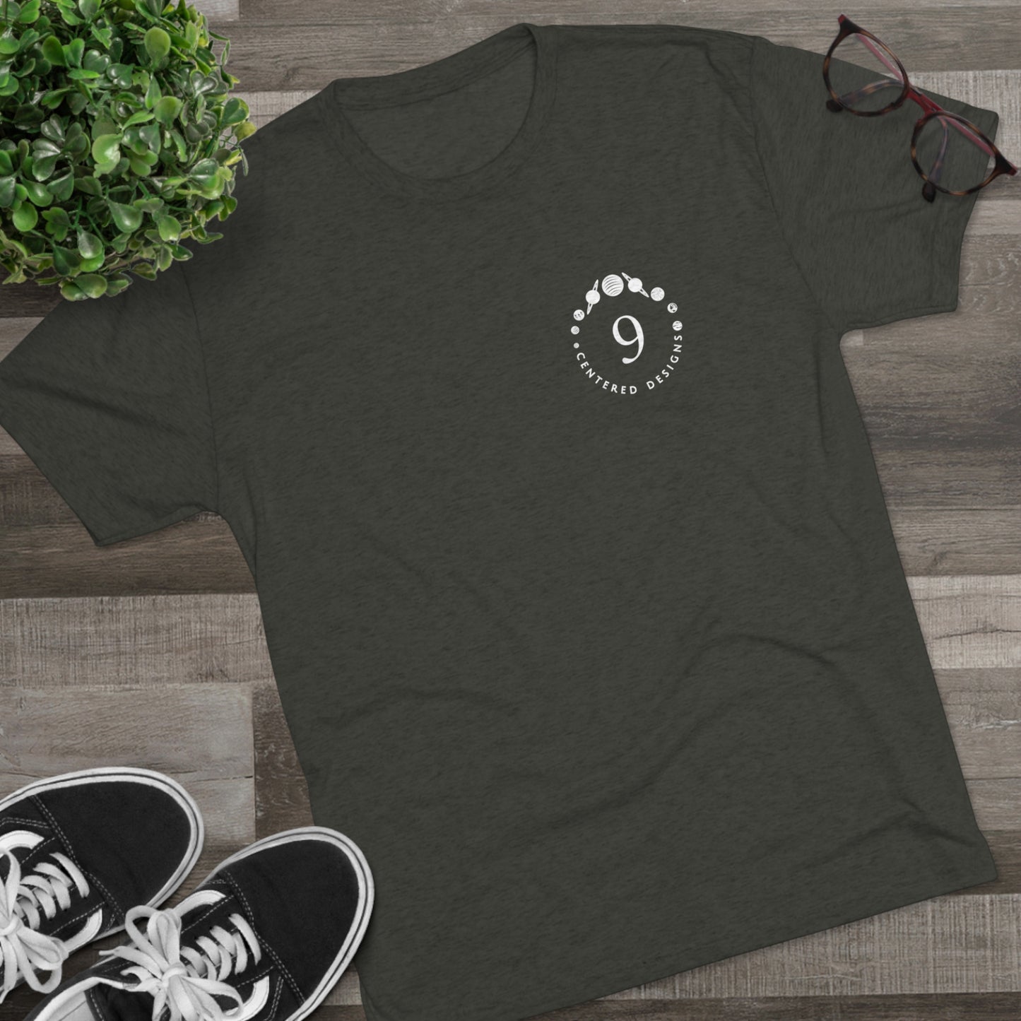 Unisex 9 Centered Designs Logo Tri-Blend Crew Tee