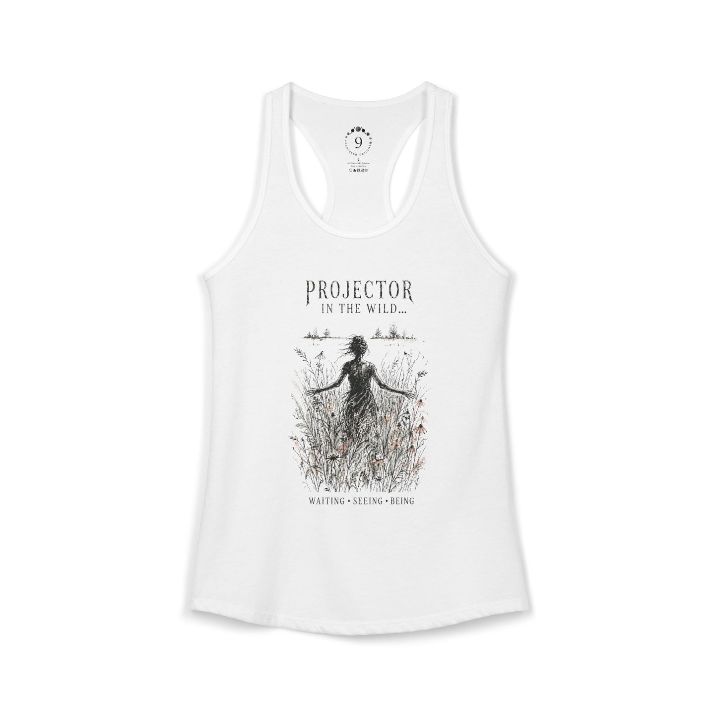 Projector in the Wild Women’s Racerback Tank — Waiting, Seeing, Being
